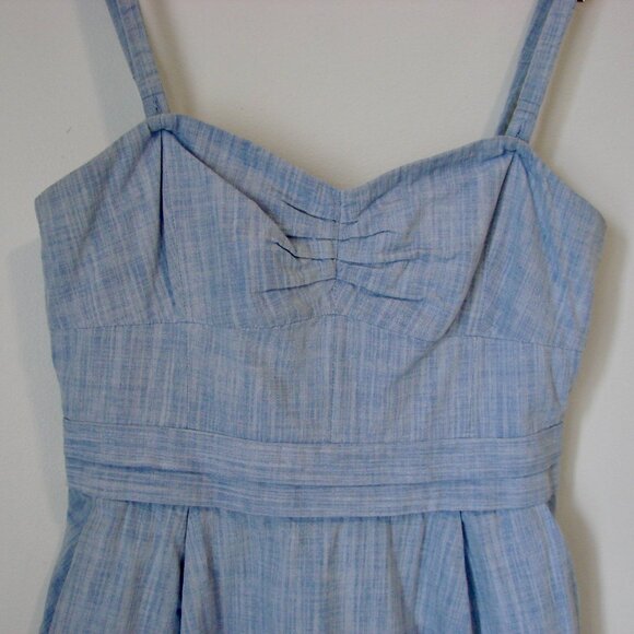 Aritzia Wilfred Blue Chambray Bustier Mini Dress Cotton Coastal Summer ~ Size 8 - Picture 2 of 12